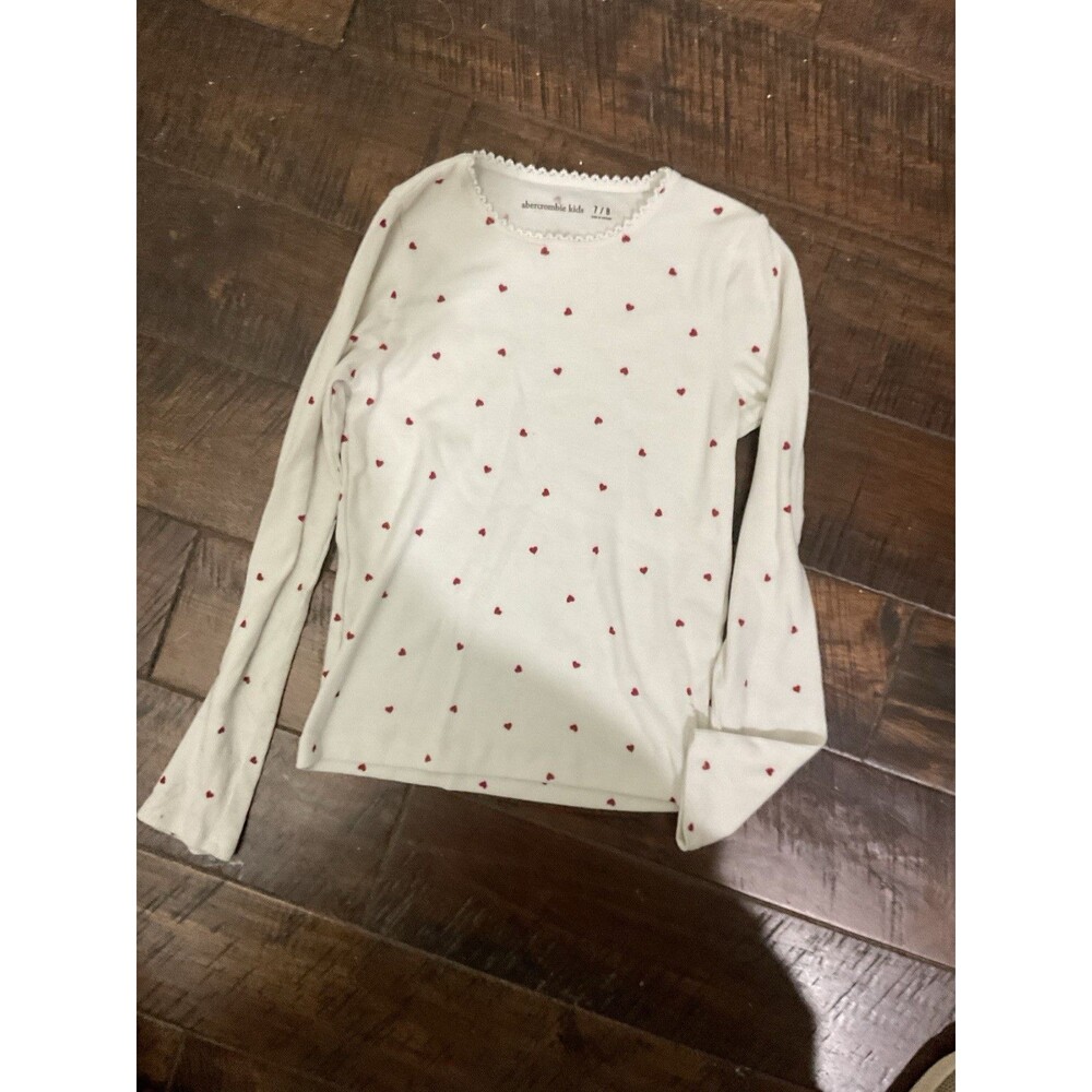 Abercrombie & Fitch Abercrombie Kids Girls Heart Ribbed Long Sleeve Tee 7/8